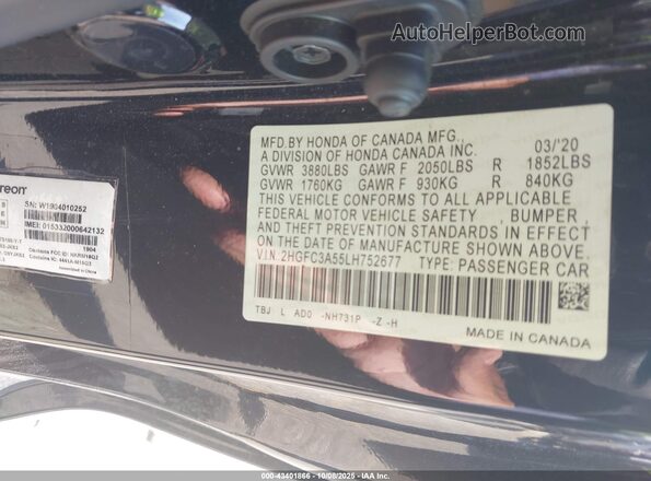 2HGFC3A55LH752677 2020 HONDA CIVIC SI Черный Вид подкапотного пространства
