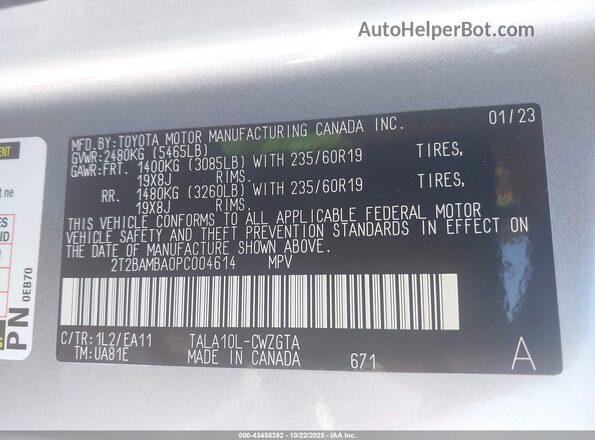 2T2BAMBA0PC004614 2023 LEXUS RX 350 Серебряный Вид подкапотного пространства