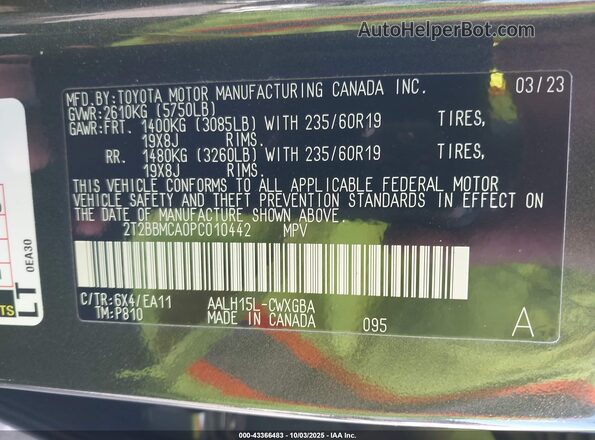 2T2BBMCA0PC010442 2023 LEXUS RX 350H Зеленый Вид подкапотного пространства