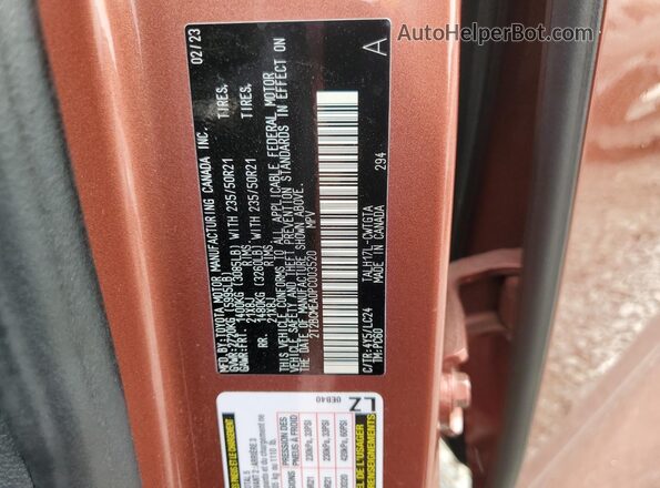 2T2BCMEA0PC003520 2023 LEXUS RX Orange Vista de la etiqueta del VIN