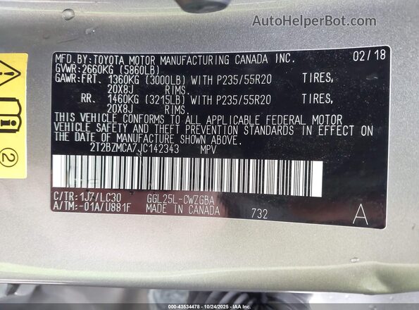 2T2BZMCA7JC142343 2018 LEXUS RX 350 Бежевый Вид подкапотного пространства