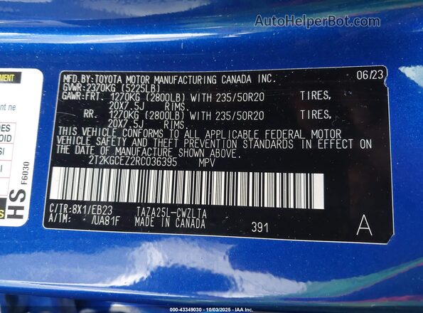 2T2KGCEZ2RC036395 2024 LEXUS NX 350 Blue Widok komory silnika