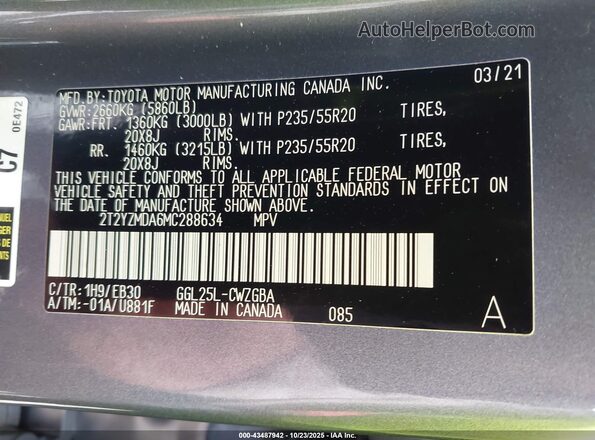 2T2YZMDA6MC288634 2021 LEXUS RX 350 Gray Widok komory silnika