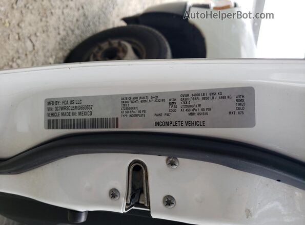 3C7WRSCL5MG650657 2021 RAM 3500 White Widok naklejki z numerem VIN