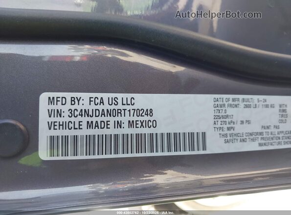 3C4NJDAN0RT170248 2024 JEEP COMPASS Серый Вид подкапотного пространства