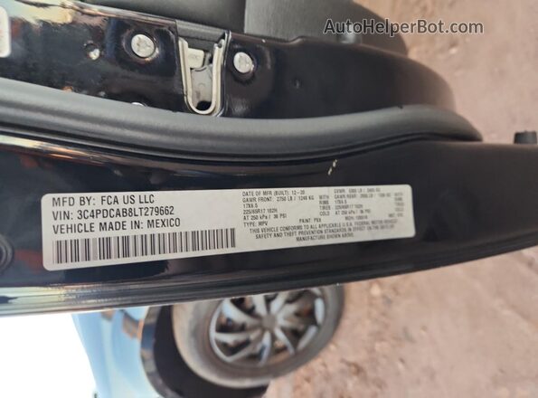 3C4PDCAB8LT279662 2020 DODGE JOURNEY Black VIN sticker view