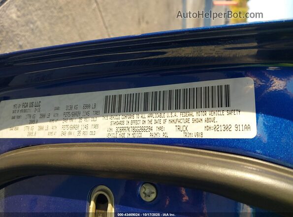 3C6RR7KT8GG266294 2016 DODGE RAM Синий Вид подкапотного пространства