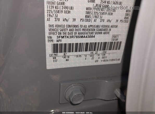 3FMTK3R78SMA43084 2025 FORD MUSTANG MACH-E PREMI Gray Vista del compartimento del motor