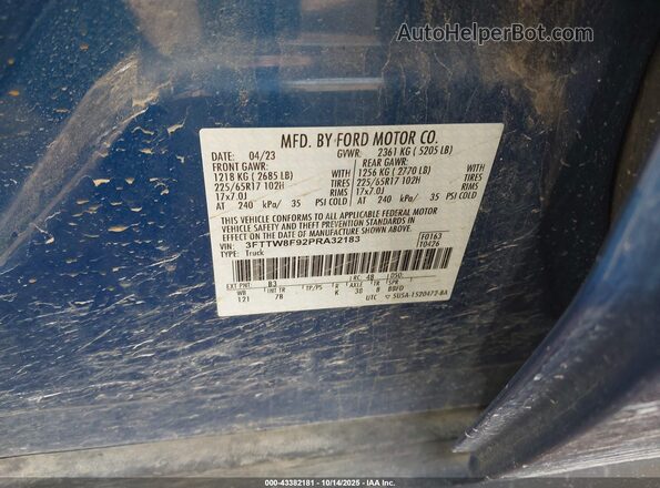 3FTTW8F92PRA32183 2023 FORD MAVERICK Blue Вид підкапотного простору