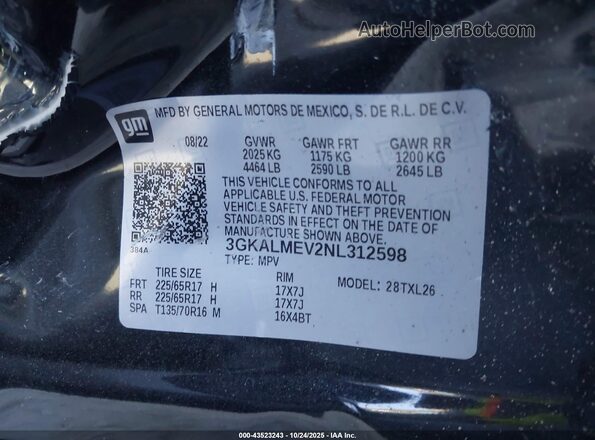 3GKALMEV2NL312598 2022 GMC TERRAIN Черный Вид подкапотного пространства