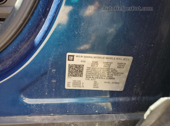 3GKALVEV2LL115904 2020 GMC TERRAIN Blue Vista de la etiqueta del VIN