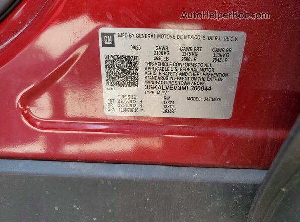 3GKALVEV3ML300044 2021 GMC TERRAIN Бордовый Панорамный вид салона 360°