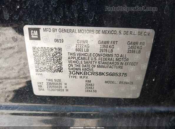 3GNKBCRS8KS685375 2019 CHEVROLET BLAZER Черный Вид подкапотного пространства