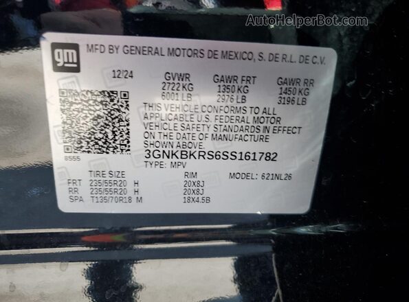 3GNKBKRS6SS161782 2025 CHEVROLET BLAZER Black VIN կոդի պիտակի տեսք