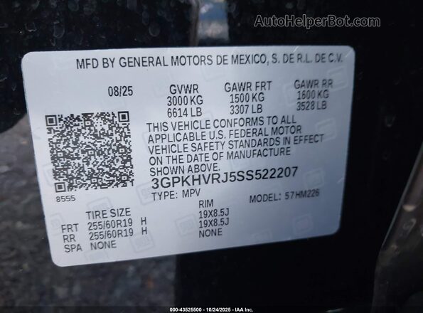 3GPKHVRJ5SS522207 2025 HONDA PROLOGUE Black ძრავის განყოფილების ხედი