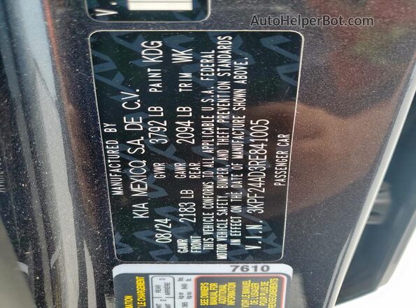 3KPF24AD3RE841005 2024 KIA FORTE Серый Вид наклейки с VIN-кодом