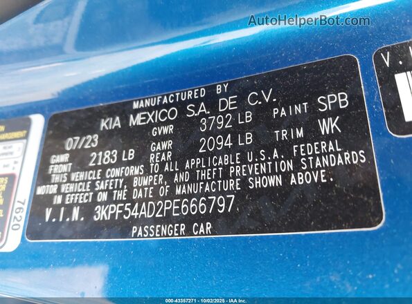 3KPF54AD2PE666797 2023 KIA FORTE Синий Вид подкапотного пространства