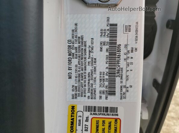 3LN6L5F99LR618096 2020 LINCOLN MKZ White Вид підкапотного простору