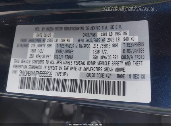 3MVDMBAMXPM565638 2023 MAZDA CX-30 Blue Widok komory silnika