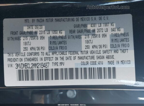 3MVDMBCL2MM216487 2021 MAZDA CX-30 Черный Вид подкапотного пространства