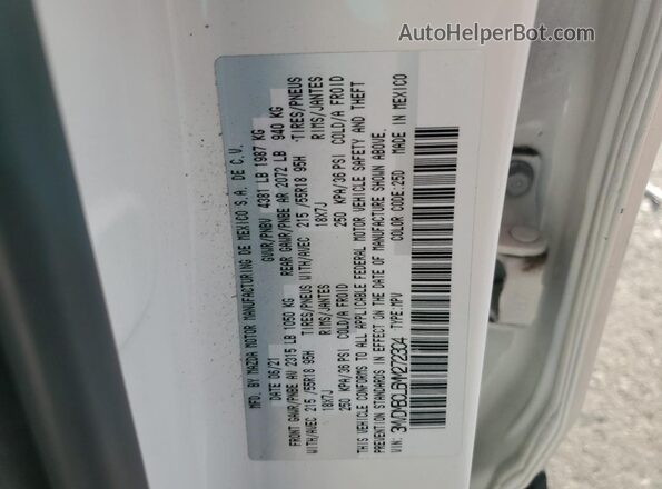 3MVDMBCL6MM272304 2021 MAZDA CX-30 White Widok naklejki z numerem VIN