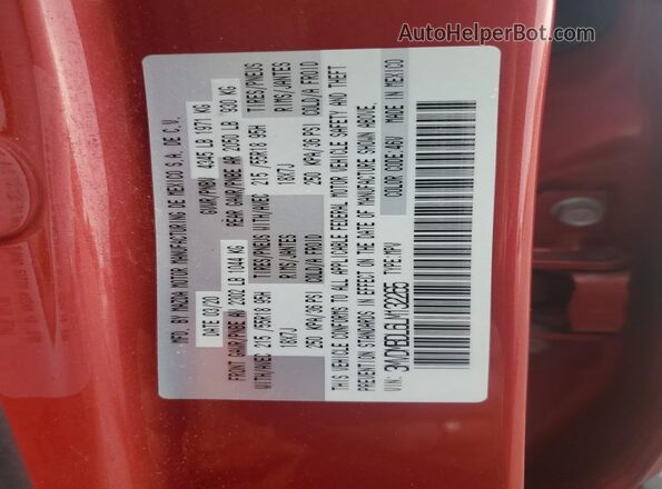 3MVDMBDL6LM132265 2020 MAZDA CX-30 Red Vista de la etiqueta del VIN