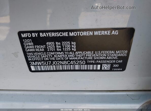 3MW5U7J02N8C45250 2022 BMW OTHER Белый Вид подкапотного пространства