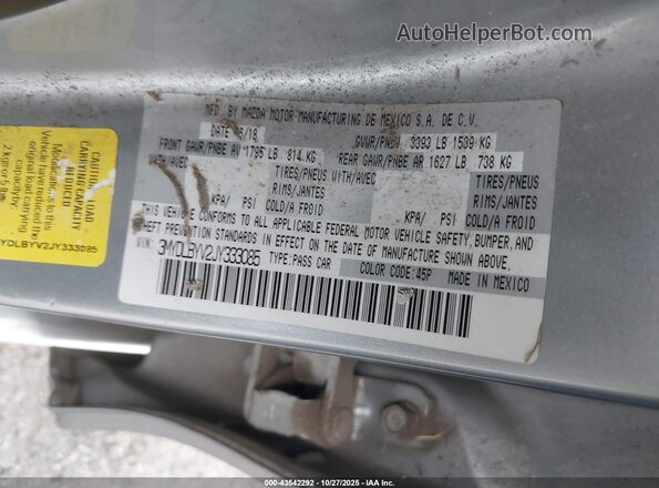 3MYDLBYV2JY333085 2018 TOYOTA YARIS IA Silver Вид підкапотного простору