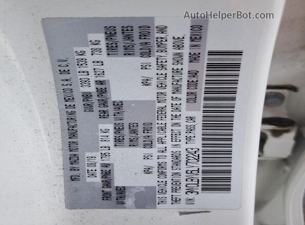 3MYDLBYV6LY702243 2020 TOYOTA YARIS Белый Вид подкапотного пространства