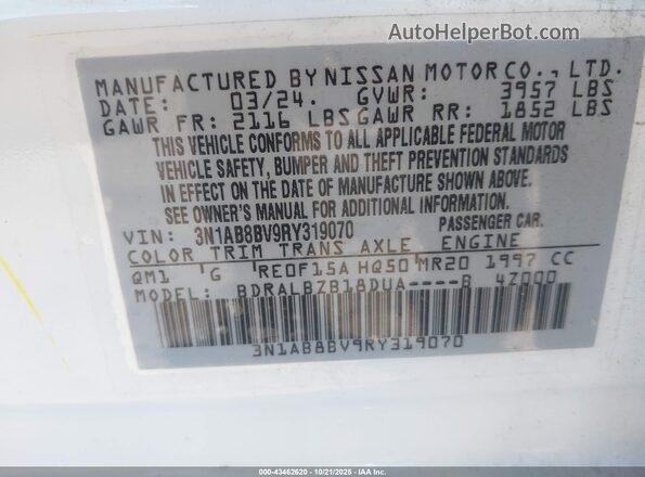 3N1AB8BV9RY319070 2024 NISSAN SENTRA White Widok komory silnika