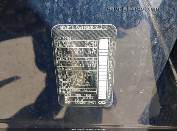 3PCAJ5BA5NF105775 2022 INFINITI QX50 Blue Vista del compartimento del motor