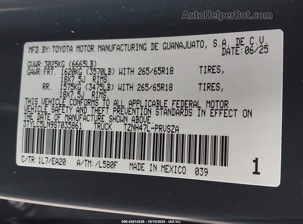 3TYLC5LN9ST035861 2025 TOYOTA TACOMA HYBRID Gray Widok komory silnika