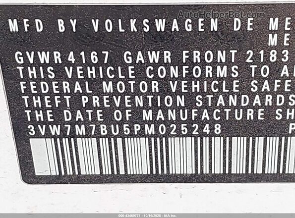 3VW7M7BU5PM025248 2023 VOLKSWAGEN JETTA White Widok komory silnika