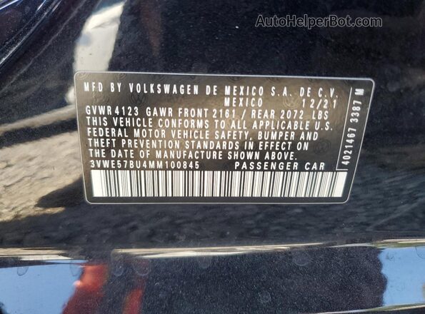 3VWE57BU4MM100845 2021 VOLKSWAGEN JETTA Black Շարժիչի բաժամունքի տեսք