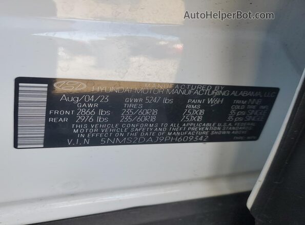 5NMS2DAJ9PH609342 2023 HYUNDAI SANTA FE White სალონის 360-გრადუსიანი ხედი