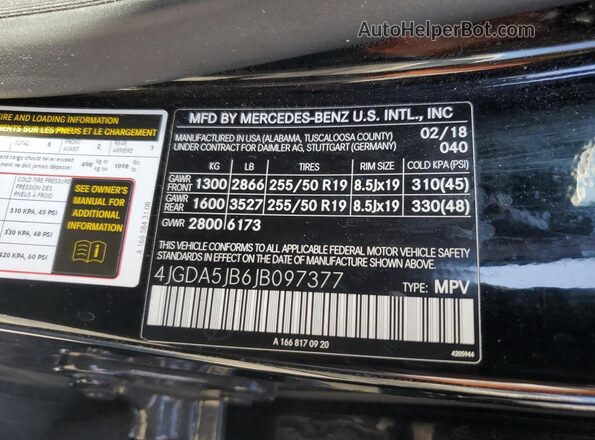 4JGDA5JB6JB097377 2018 MERCEDES-BENZ GLE Black Շարժիչի բաժամունքի տեսք