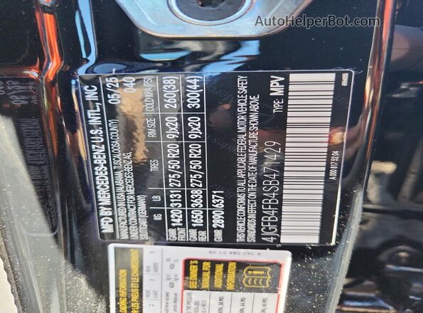 4JGFB4FB4SB471429 2025 MERCEDES-BENZ GLE Black Widok naklejki z numerem VIN