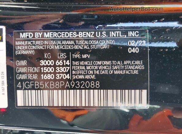 4JGFB5KB8PA932088 2023 MERCEDES-BENZ GLE Black Панорамний вид салону 360°