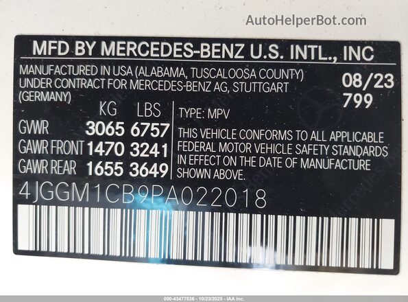 4JGGM1CB9PA022018 2023 MERCEDES-BENZ EQE 350 SUV White Շարժիչի բաժամունքի տեսք