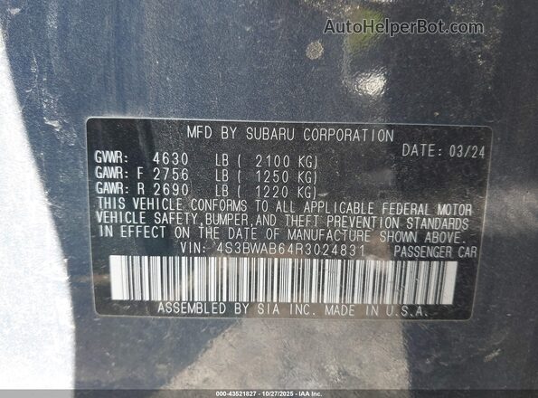 4S3BWAB64R3024831 2024 SUBARU LEGACY Синий Вид подкапотного пространства