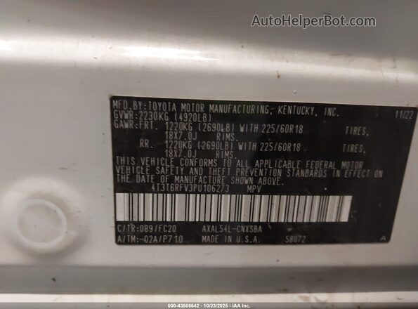 4T3T6RFV3PU106273 2023 TOYOTA RAV4 HYBRID White Widok komory silnika