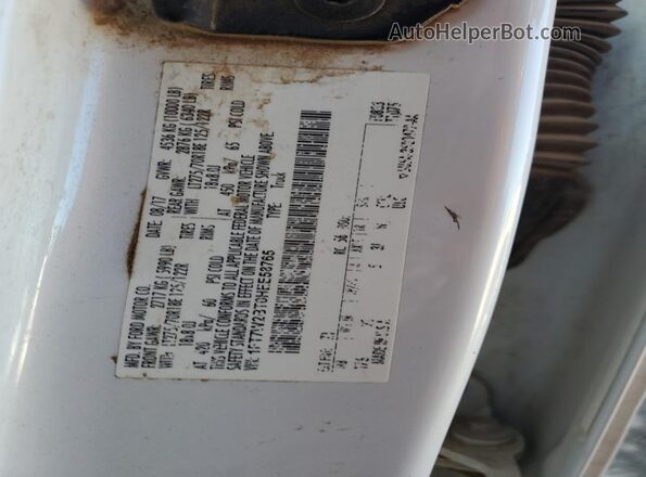 1FT7W2BT0HEE58765 2017 FORD F250 Белый Вид наклейки с VIN-кодом