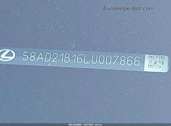 58AD21B16LU007866 2020 LEXUS ES 300H Белый Вид подкапотного пространства