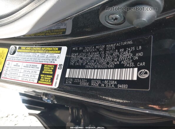 58ADZ1B18SU201082 2025 LEXUS ES 350 Black Vista del compartimento del motor