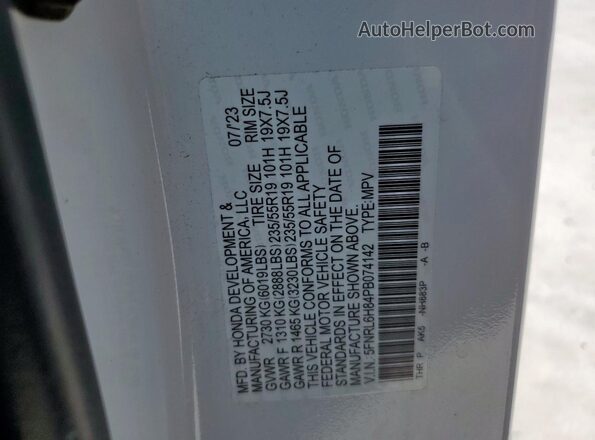 5FNRL6H84PB074142 2023 HONDA ODYSSEY White Vista interior de 360 grados