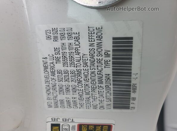 5J8TC2H30PL015414 2023 ACURA RDX White Vista del compartimento del motor