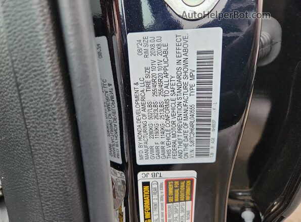 5J8TC2H64RL040555 2024 ACURA RDX Black VIN կոդի պիտակի տեսք