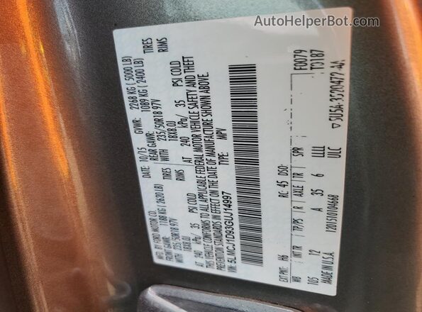 5LMCJ1D93GUJ14997 2016 LINCOLN MKC Бежевый Панорамный вид салона 360°
