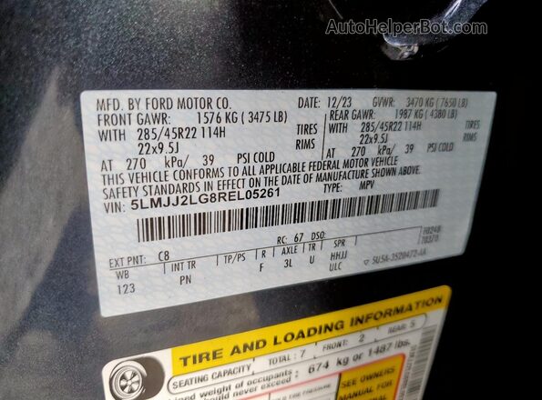 5LMJJ2LG8REL05261 2024 LINCOLN NAVIGATOR Blue Widok wnętrza 360 stopni