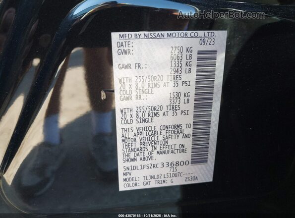5N1DL1FS2RC336800 2024 INFINITI QX60 Черный Вид подкапотного пространства